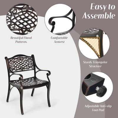 Tangkula 3-Piece Cast Aluminum Patio Bistro Set with Umbrella Hole 7 Tangkula 3-Piece Cast Aluminum Patio Bistro Set with Umbrella Hole - Image 7