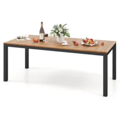 Tangkula Patio Dining Table For 8 79" Large Rectangle Table W/ Acacia Wood Tabletop -Tangkula Shop GUEST 1bfaa9f6 5c77 4560 a499 01aae5d867a5