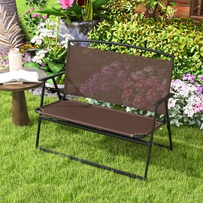 Tangkula Foldable 2-Person Garden Bench - Portable Outdoor Patio Loveseat 2 Tangkula Foldable 2-Person Garden Bench - Portable Outdoor Patio Loveseat - Image 2