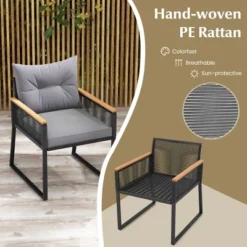 Tangkula 3 PCS Patio Furniture Set PE Rattan Wicker Chairs W/ 2 Tier Coffee Table Soft Back 11 Tangkula 3 PCS Patio Furniture Set PE Rattan Wicker Chairs W/ 2 Tier Coffee Table Soft Back -Tangkula Shop GUEST 1ca33da6 db04 4c35 b983 0ef0275511a4