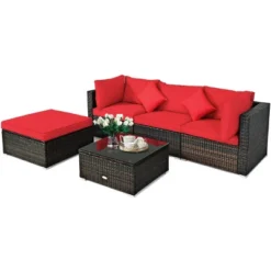 Tangkula 5-Piece Outdoor Patio Sectional Rattan Wicker Sofa Set W/ Cushion -Tangkula Shop GUEST 1caf57c0 6f2c 4cd7 9ef4 35dd06a9c129