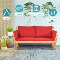 Tangkula Adjustable Patio Sofa Daybed Acacia Wood Furniture W/ Red Cushions 14 Tangkula Adjustable Patio Sofa Daybed Acacia Wood Furniture W/ Red Cushions -Tangkula Shop GUEST 1d0f9ada 13cc 4ea0 be7a cfec3e29a95c