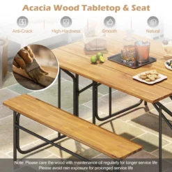 Tangkula Patio Table Bench Set For 2 Picnic Table & Loveseat W/Acacia Wood Top Metal Legs 14 Tangkula Patio Table Bench Set For 2 Picnic Table & Loveseat W/Acacia Wood Top Metal Legs -Tangkula Shop GUEST 1d2e067d 1e8f 4ef7 858c 3a046f3fd793