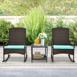 Tangkula 3-Piece Outdoor Rocking Wicker Bistro Set with 2-Tier Side Table -Tangkula Shop GUEST 1d5b96ff 6959 432b a515 591bb9f7aa53