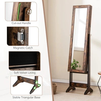 Tangkula Jewelry Mirrored Cabinet Armoire Organizer Storage Box W/ Stand Christmas Gift 3 Tangkula Jewelry Mirrored Cabinet Armoire Organizer Storage Box W/ Stand Christmas Gift - Image 3