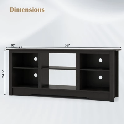 Tangkula 58" TV Stand Entertainment Center W/ 3-Adjustable Shelves For 65" TV Black 8 Tangkula 58" TV Stand Entertainment Center W/ 3-Adjustable Shelves For 65" TV Black - Image 8