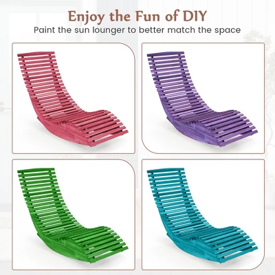 Tangkula Set Of 2 Acacia Wood Patio Chaise Lounge Chair Outdoor Rocking Chair W/ Slatted Design 4 Tangkula Set Of 2 Acacia Wood Patio Chaise Lounge Chair Outdoor Rocking Chair W/ Slatted Design - Image 4