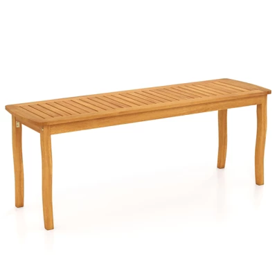 Tangkula 47" Acacia Wood Outdoor Bench, Backless Slatted Dining Seat 8 Tangkula 47" Acacia Wood Outdoor Bench, Backless Slatted Dining Seat - Image 8