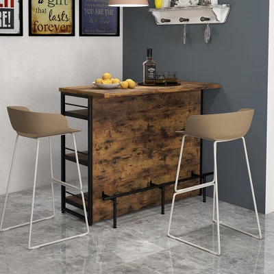 Tangkula Industrial Kitchen Island Bar Table 4-Tier Storage Shelf Drinks Rack Glass Holders 1 Tangkula Industrial Kitchen Island Bar Table 4-Tier Storage Shelf Drinks Rack Glass Holders