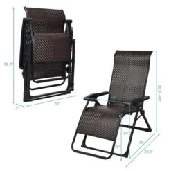 Tangkula 2-Piece Patio Rattan Zero Gravity Folding Recliner Lounge Chairs