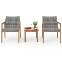 Tangkula 3-Piece Outdoor Patio Furniture Set - Acacia Wood & PE Rattan Bistro Set -Tangkula Shop GUEST 1e874c64 8f74 4070 a612 2a5653413060