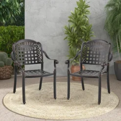 Tangkula 2 Pieces Cast Aluminum Patio Chair Bistro Dining Chair Outdoor Cast Aluminum Chair -Tangkula Shop GUEST 1ec670ea 9b8e 4725 8b08 6c81b8895e9a
