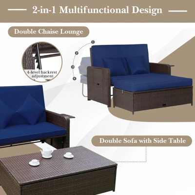 Tangkula Rattan Loveseat Set Daybed Lounge Storage Ottoman Side Tables Adjust Patio Navy 1 Tangkula Rattan Loveseat Set Daybed Lounge Storage Ottoman Side Tables Adjust Patio Navy