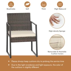 Tangkula 3PCS Patio Rattan Hand-Woven PE Wicker Bistro Set Outdoor Furniture Set W/ Table & Cushion -Tangkula Shop GUEST 1eecffd5 dd4c 4857 9a4e fdfbe9c1e4eb