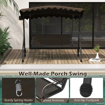 Tangkula 3-Seat Outdoor Swing, Porch Canopy Swing W/ Adjustable Shading Breathable Seat 7 Tangkula 3-Seat Outdoor Swing, Porch Canopy Swing W/ Adjustable Shading Breathable Seat - Image 7