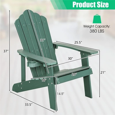 Tangkula 2PCS HIPS Adirondack Chair Set with Hidden Cup Holders 8 Tangkula 2PCS HIPS Adirondack Chair Set with Hidden Cup Holders - Image 8