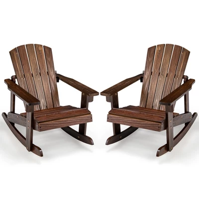 Tangkula 2PCS Kids Adirondack Rocking Chairs, Solid Wood Outdoor Porch Rocker Set 10 Tangkula 2PCS Kids Adirondack Rocking Chairs, Solid Wood Outdoor Porch Rocker Set - Image 10