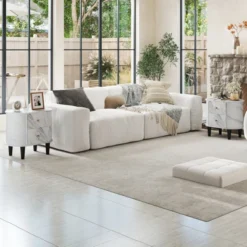 Tangkula 2PCS Nightstand W/ 2 Drawers Faux Marble Bedside Table For Small Space -Tangkula Shop GUEST 1f8c6b64 645c 462e 90e0 75512cb8c260