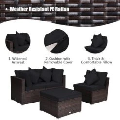 Tangkula 4PCS Rattan Patio Conversation Furniture Set Yard Outdoor W/ Black Cushion 15 Tangkula 4PCS Rattan Patio Conversation Furniture Set Yard Outdoor W/ Black Cushion -Tangkula Shop GUEST 1fe0c9be 2db0 44fe a4da 1357b94545ec