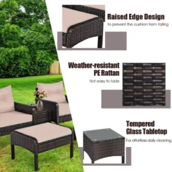 Tangkula 5-Piece Patio Rattan Conversation Set - Cushioned Sofas and Ottomans -Tangkula Shop GUEST 1fe9fa9f b672 4814 8fc7 ea1539515f8c