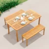 Tangkula 63" Outdoor Dining Table with Slatted Acacia Wood Tabletop