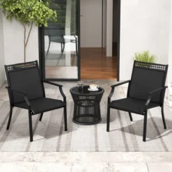Tangkula 4-Piece All-Weather Patio Dining Chairs with High Back and Armrests