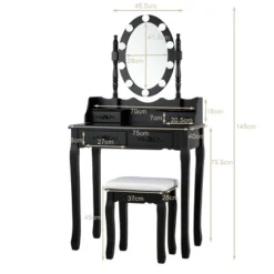 Tangkula Make-Up Vanity Table Dresser Set W/LED Light, Black Brown White 12 Tangkula Make-Up Vanity Table Dresser Set W/LED Light, Black Brown White -Tangkula Shop GUEST 20644836 c0c0 4404 8b7d 90adf2846d94