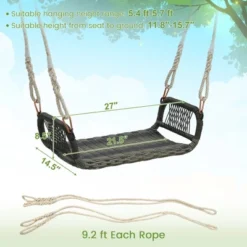 Tangkula 1-Person Rattan Porch Swing Single Swing Chair Bench W/ Hanging Hemp Ropes Outdoor -Tangkula Shop GUEST 2079ea24 2a52 464c a523 b97d7b6c166f