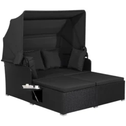 Tangkula Patio Rattan Daybed With Retractable Canopy Wicker Sun Lounger With 2 Foldable Side Panels Thick Seat & Back Cushions 19 Tangkula Patio Rattan Daybed With Retractable Canopy Wicker Sun Lounger With 2 Foldable Side Panels Thick Seat & Back Cushions -Tangkula Shop GUEST 20c3c25c e0cc 45c1 b61a 650d2bfaee79