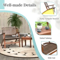 Tangkula 3 Pieces Outdoor Eucalyptus Wood Bistro Set Modern Hand-Woven PE Wicker Conversation Set -Tangkula Shop GUEST 20e26e94 b453 4203 a0c1 7a13dde740ec