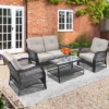 Tangkula 4-Piece Patio Rattan Furniture Set - Outdoor Conversation Set