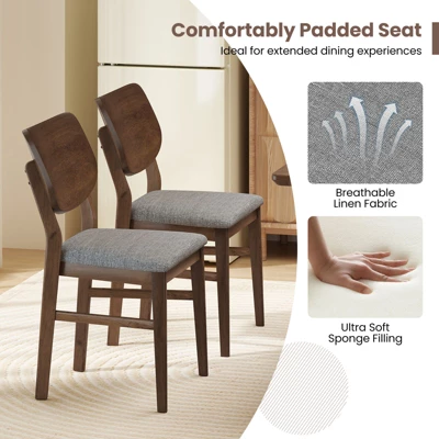 Tangkula Dining Chairs Set Of 4 W/ Rubber Wood Frame Padded Seat Curved Back Living Room 5 Tangkula Dining Chairs Set Of 4 W/ Rubber Wood Frame Padded Seat Curved Back Living Room - Image 5