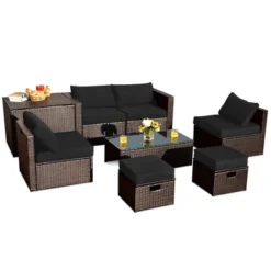 Tangkula 8PCS Patio Rattan PE Wicker Conversation Set All-Weather Furniture Set W/ Cushions 16 Tangkula 8PCS Patio Rattan PE Wicker Conversation Set All-Weather Furniture Set W/ Cushions -Tangkula Shop GUEST 2196b291 8e3f 4929 8cef 59fe909b3183