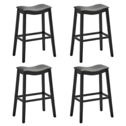Tangkula Set Of 4 Saddle Bar Stools Bar Height Kitchen Chairs W/ Rubber Wood Legs -Tangkula Shop GUEST 21ba45d3 cc77 4dce 9fe2 6dec74882325