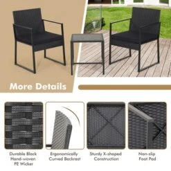 Tangkula 3PCS Patio Rattan PE Wicker Bistro Set Outdoor Furniture Set W/ Table & Cushion -Tangkula Shop GUEST 21ed5235 cd8c 4ade 8137 0f9cb185cc00