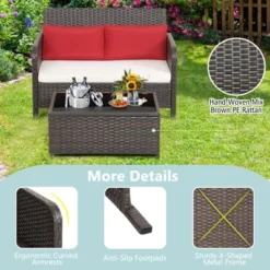 Tangkula 2PCS Patio Rattan Furniture Set Loveseat W/Coffee Table For Garden Porch Backyard Brown -Tangkula Shop GUEST 22294c51 cd31 4426 a34b c03508dd57a8
