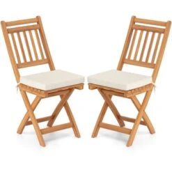 Tangkula Set of 4 Folding Acacia Wood Patio Chairs with Seat Cushions -Tangkula Shop GUEST 22400265 5eee 4012 97a9 41d00e5be5a2