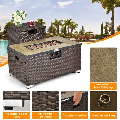 Tangkula 6-Piece Patio Rattan Sofa Set with Fire Pit Table and Storage Box 3 Tangkula 6-Piece Patio Rattan Sofa Set with Fire Pit Table and Storage Box - Image 3
