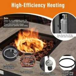 Tangkula 5-Piece Patio Furniture Set With 30 Inches Gas Fire Pit Table Outdoor PE Wicker Sectional Sofa Set With Cushions Red/Beige/Navy/Turquoise -Tangkula Shop GUEST 228cacfe 4060 403c 8198 2d0b669b32ec 1