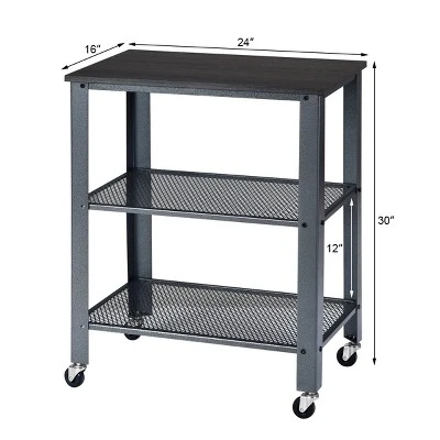 Tangkula Kitchen Utility Cart Industrial Coffee End Table W/Wheels Black/Silver 2 Tangkula Kitchen Utility Cart Industrial Coffee End Table W/Wheels Black/Silver - Image 2