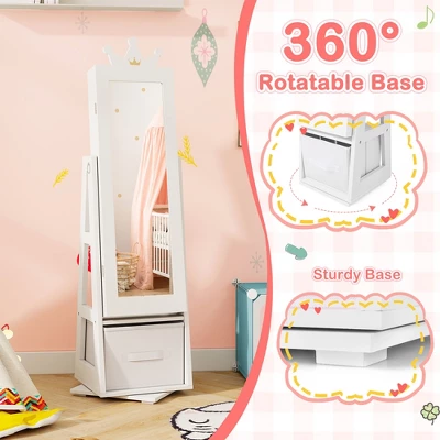 Tangkula Kids Jewelry Cabinet With Full-Length Mirror Drawer 2 Adjustable Tilt Angles 7 Tangkula Kids Jewelry Cabinet With Full-Length Mirror Drawer 2 Adjustable Tilt Angles - Image 7