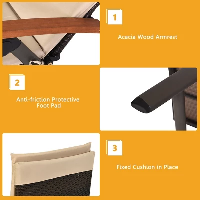 Tangkula Outdoor Rattan Wicker Lounge Chair - Folding Patio Chaise with Wheels 6 Tangkula Outdoor Rattan Wicker Lounge Chair - Folding Patio Chaise with Wheels - Image 6