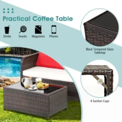 Tangkula 2PCS Patio Rattan Furniture Set Loveseat W/Coffee Table For Garden Porch Backyard Brown -Tangkula Shop GUEST 23071480 e54b 4d0a a60d 9d5b3fa90333