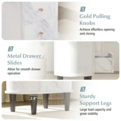 Tangkula 2PCS Nightstand W/ 2 Drawers Faux Marble Bedside Table For Small Space -Tangkula Shop GUEST 2307355b 8699 4c3b ba21 d4282efd98f2