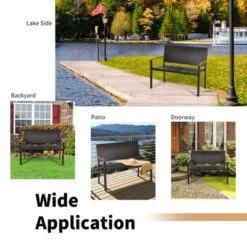 Tangkula Weather-Resistant Rattan Garden Bench with Acacia Wood Armrests -Tangkula Shop GUEST 2308c6c1 15d0 4e3a a44b 1cb0ad9a4b27 1