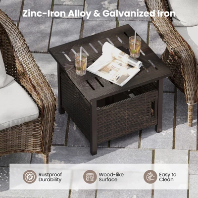 Tangkula Outdoor Side Table W/ 1.93"Umbrella Hole Patio Umbrella Stand W/ 2 Sand Bags 6 Tangkula Outdoor Side Table W/ 1.93"Umbrella Hole Patio Umbrella Stand W/ 2 Sand Bags - Image 6