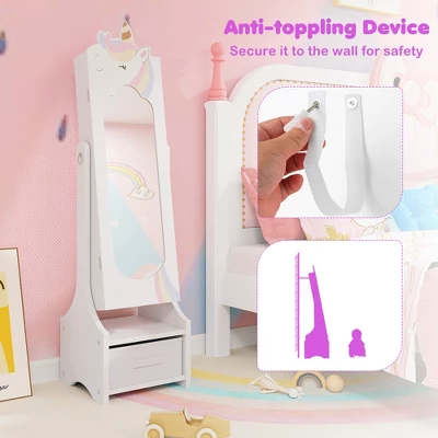 Tangkula Kids Jewelry Cabinet W/ Full-Length Mirror 2 Adjustable Tilt Angles Drawer White 5 Tangkula Kids Jewelry Cabinet W/ Full-Length Mirror 2 Adjustable Tilt Angles Drawer White - Image 5