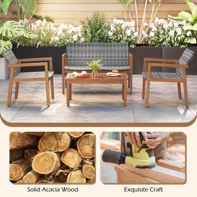 Tangkula 8 Piece PE Rattan Patio Furniture Set with Loveseat and Coffee Table 3 Tangkula 8 Piece PE Rattan Patio Furniture Set with Loveseat and Coffee Table - Image 3