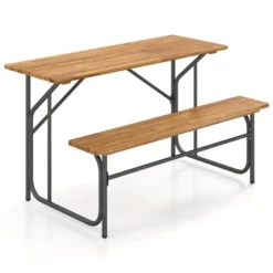 Tangkula Patio Table Bench Set For 2 Picnic Table & Loveseat W/Acacia Wood Top Metal Legs 16 Tangkula Patio Table Bench Set For 2 Picnic Table & Loveseat W/Acacia Wood Top Metal Legs -Tangkula Shop GUEST 23550743 dd40 4a03 89c4 1b02008638da