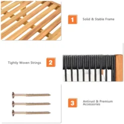 Tangkula 3PCS Patio Acacia Wood Sofa Furniture Set Thick Cushion W/ Nylon Rope Armrest Gray/White -Tangkula Shop GUEST 23773821 c2fe 491a 9e4b 2b908097299f